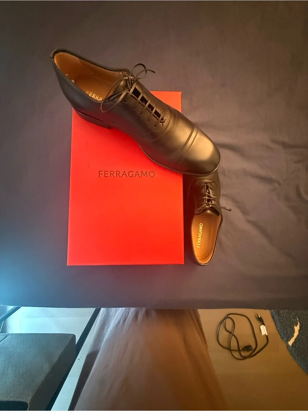 Brand new never worn Salvatore Ferragamo Black Leather Cap-Toe Oxfords